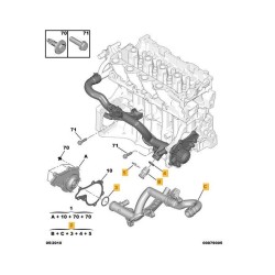Caño Colector de bomba Agua a termostato Citroen C4 Berlingo Peugeot 207 208 307 308 408 1.6 16v Hdi